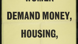 'Battered Women Demand Money, Housing, Legal Protection' slogan poster