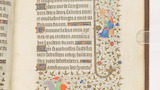 A dog-bishop and birds in gowns (fol. 28r)