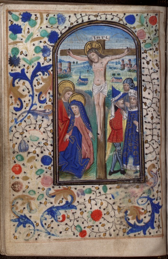 The Crucifixion of Christ (fol. 102v) Image credit Leeds University Library