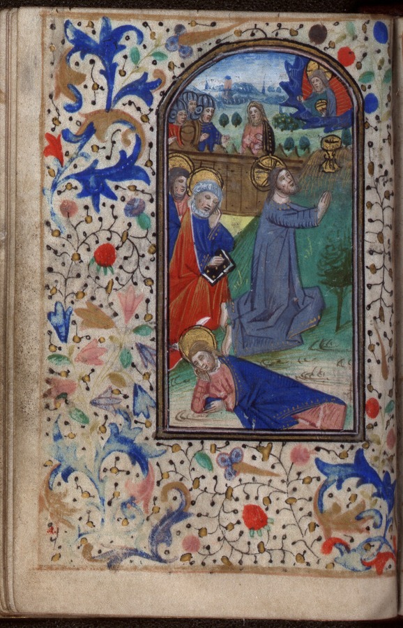 Agony in the Garden (fol. 52v) Image credit Leeds University Library