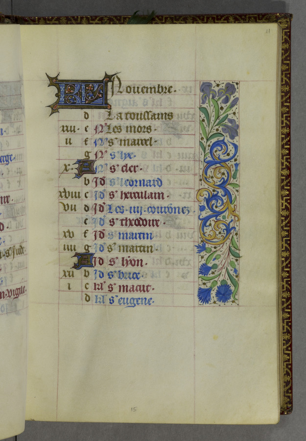 Calendar: November (fol. 11r) Image credit Leeds University Library