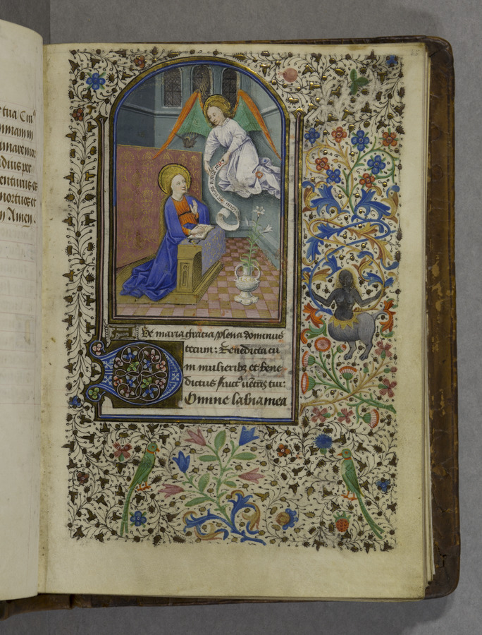 The Annunciation to the Virgin (fol. 45r) Image credit Leeds University Library