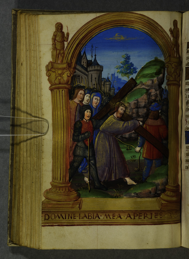 Christ carrying the cross (fol. 66v) Image credit Leeds University Library