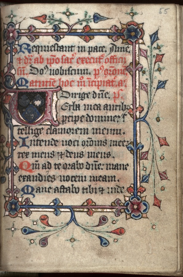 Coat of arms (fol. 55r) Image credit Leeds University Library