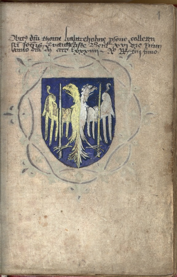Coat of arms (fol. 1r) Image credit Leeds University Library