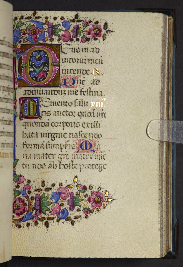 Floral border and initial (fol. 46r) Image credit Leeds University Library