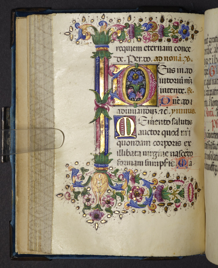 Floral border and initial (fol. 56v) Image credit Leeds University Library