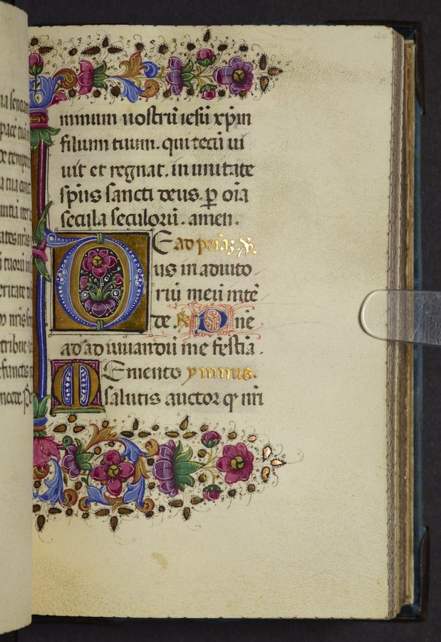 Floral border and initial (fol. 40r) Image credit Leeds University Library