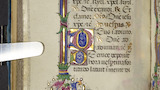 Floral border and initial (fol. 107v)