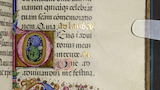 Floral border and initial (fol. 25r)
