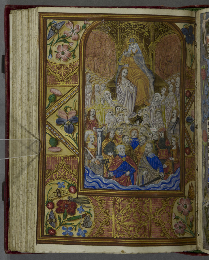 Coronation of the Virgin and All Saints (fol. 120v) Image credit Leeds University Library