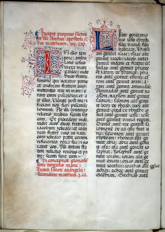 Decorated initials (fol. 42v) Image credit Leeds University Library
