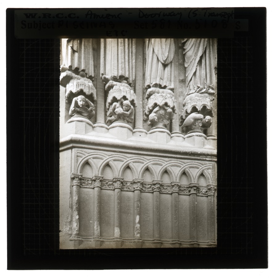 Piscinas etc. Amiens - Doorway (S. [South] transept) Image credit Leeds University Library