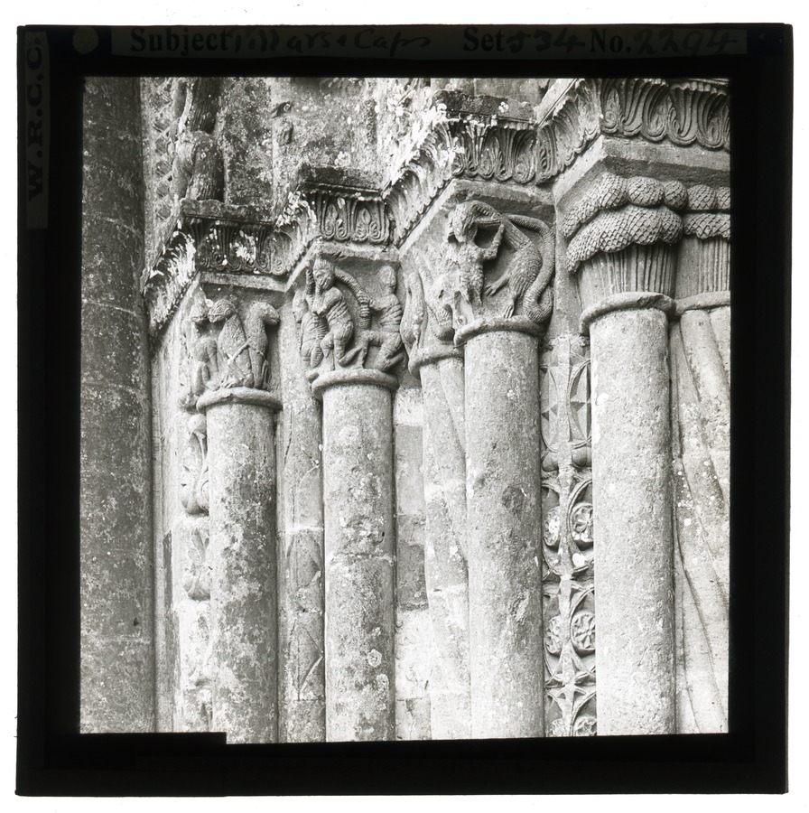 Pillars & caps. Voubane [Vouvant] - W. [West] door Image credit Leeds University Library