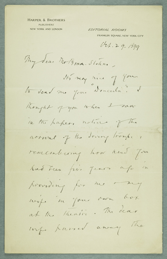 Bram Stoker correspondence Image credit Leeds University Library