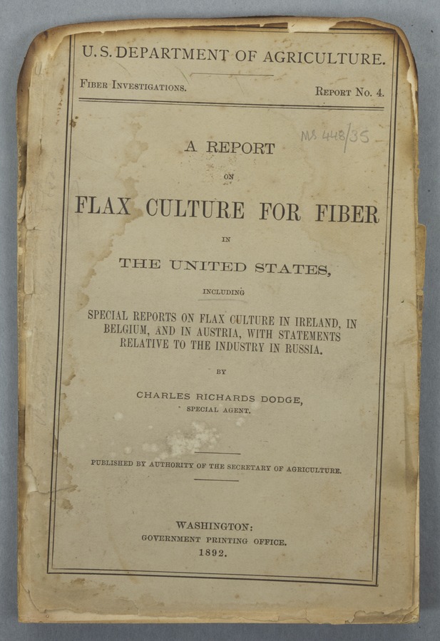Dodge ( Charles Richards ) A Report on flax culture for fiber in the United States Image credit Leeds University Library