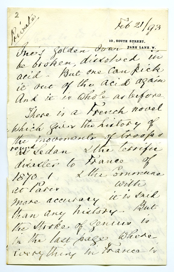 Partial letter from Florence Nightingale to Flora Masson Image credit Leeds University Library