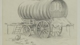 Caravan. Kirkstall Feast.1948. Pencil drawing