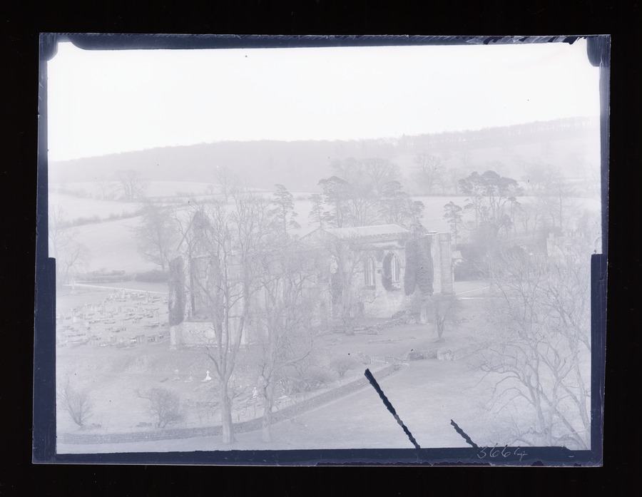Bolton Abbey, from above Image credit Leeds University Library