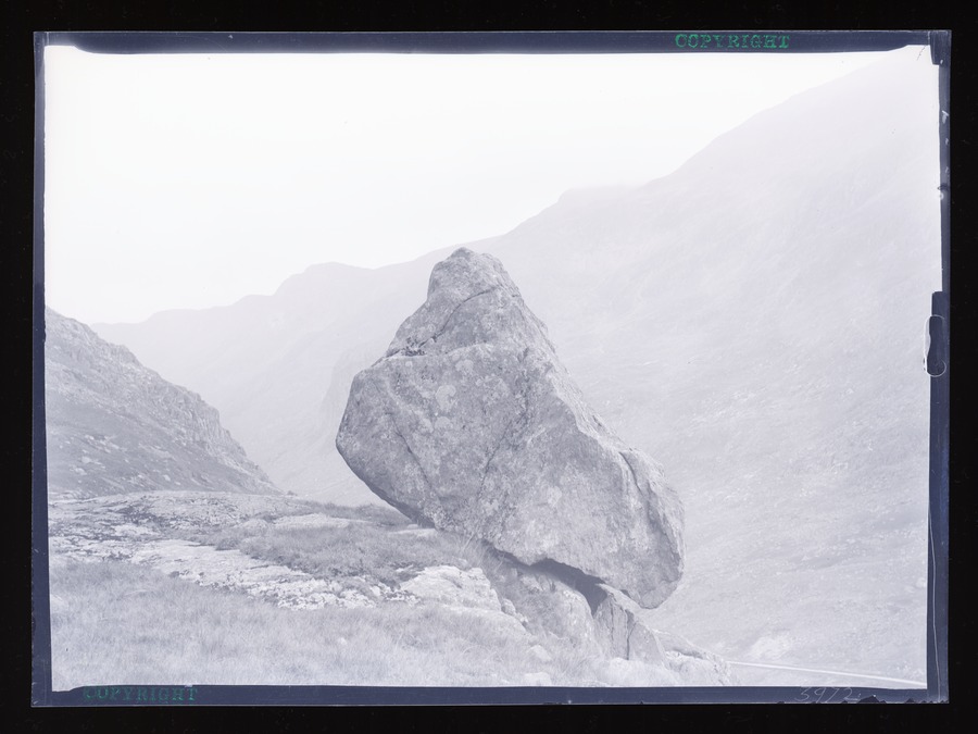 Llanberis Pass, down perched boulder Image credit Leeds University Library