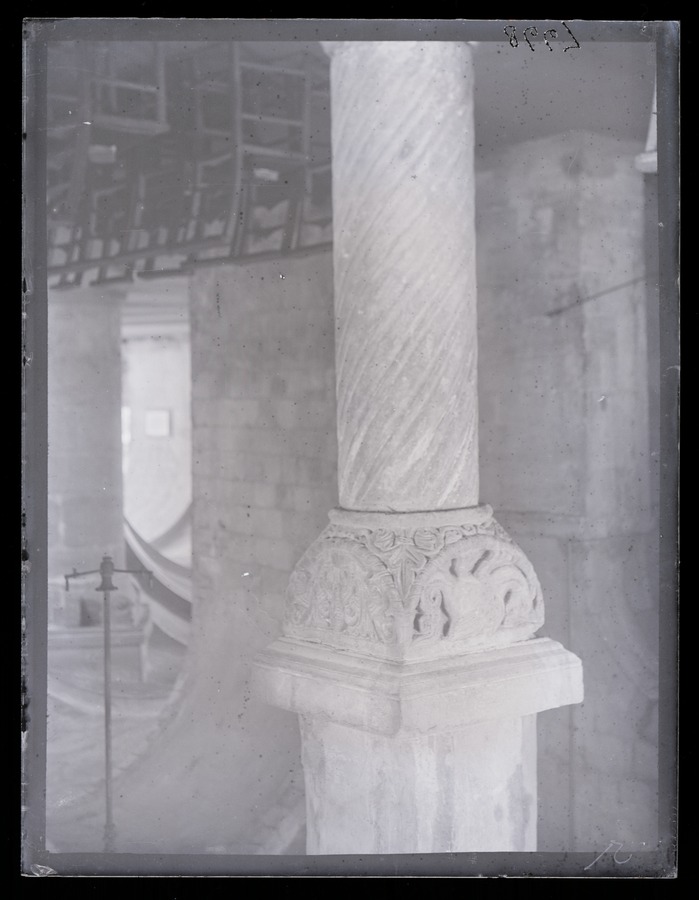 Canterbury Cathedral, Pillar in chapel Image credit Leeds University Library