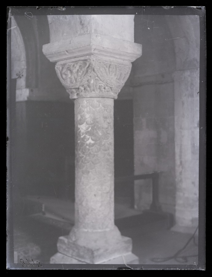 Canterbury Cathedral, Pillar in chapel Image credit Leeds University Library