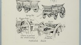 Waggons and parts: one made by Tinsley, Farndale, another by Jackson, Duffinstone, Farndale, a waggon with panelled sides (1913), and undercarriage showing curved spring pole and shears. Original drawing for use in "Life in the Moorlands of North-East Yor