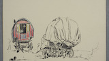 Drawing of Gypsy Traveller wagons