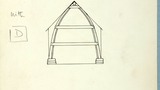 Crucks, the wooden framework of ancient houses. Original drawing for use in "Getting to Know Yorkshire" (1964), page 97