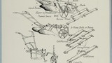 Implements for cultivation: swing plough, wheeled plough, double furrow plough and horse balks, scruffler and cobbletree. Original drawing for use in "Life in the Moorlands of North-East Yorkshire" (1972), page 49 (page reference taken from the new editio