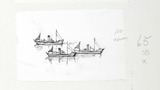 Top, pied wagtail; centre, three boats; below, sleeping dog. Original drawings prepared for "Poems, Strange Places, Rhymes for Children and Others" by Joan Ingilby, published by the Dalesman Publishing Company Ltd. (1994). Indicated for use on pages 23, 6