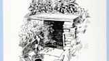 The Well in the Garth. Original drawing used in "Yorkshire Cottage" (1942), page 113