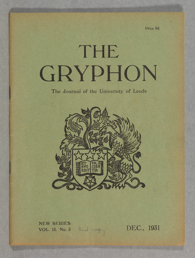 The Gryphon: Second Series, volume 13 issue 3 Media credit University of Leeds