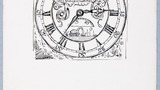 A Caygill clock-face. Original drawing used in "Yorkshire Cottage" (1942), page 91