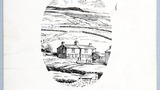 The cottage set against the moor (in oval format), original drawing used for titlepage of "Yorkshire Cottage" (1942)