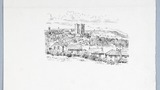 Conisborough, original drawing  used in "Yorkshire Tour" (1939), page 9