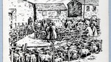 Reeth Sheep Sale. Original drawing used in "Yorkshire Heritage" (1950), page 212