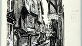 The Shambles, York. Original drawing used in "The Wonders of Yorkshire" (1959), page 22