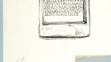 Roman tombstone, Yorkshire Museum. Original drawing used in "The Wonders of Yorkshire" (1959), page 5