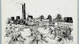 Brodsworth Colliery, once the largest in Yorkshire, closed in 1990. Original drawing used in "The Wonders of Yorkshire" (1959), across pages 50 and 51