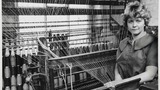 Warping in a woollen mill in the Colne Valley (Cumble Mills, Slaithwaite) retouched. Image originally used as one of the photographic illustrations in "Getting to Know Yorkshire" (1964), plate 10, below