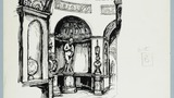 The Sculpture Gallery, Newby Hall. Original drawing used in "The Wonders of Yorkshire" (1959), page 153