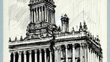 Leeds Town Hall. Original drawing used in "The Wonders of Yorkshire" (1959), page 107