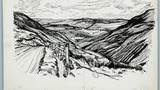 Buttertubs Pass. Original drawing used in "The Wonders of Yorkshire" (1959), across pages 190 and 191