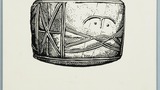 Prehistoric carved chalk drum (near Filey), British Museum. Original drawing for titlepage of "Getting to Know Yorkshire" (1964)