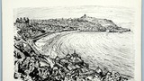 South Bay, Scarborough. Original drawing used in "The Wonders of Yorkshire" (1959), across pages 222 and 223