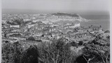 Scarborough, from Oliver's Mount. Image originally used as one of the photographic illustrations in "Getting to Know Yorkshire" (1964). plate 16, above. This version shows more of the trees in the foreground.