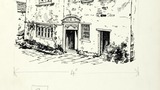 Part of Alexander Smith's house, Low Camshouse, drawn from a photograph taken about 1913. Original drawing used in "Yorkshire Village" (1953), page 81