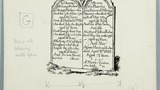 Grave stones for Burton, Driver, Hastwell (Askrigg). Original drawing used as a tailpiece in "Yorkshire Village" (1953), page 138