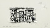 The ironmonger's shop. Original drawing used as a tailpiece in "Yorkshire Village" (1953), page 30